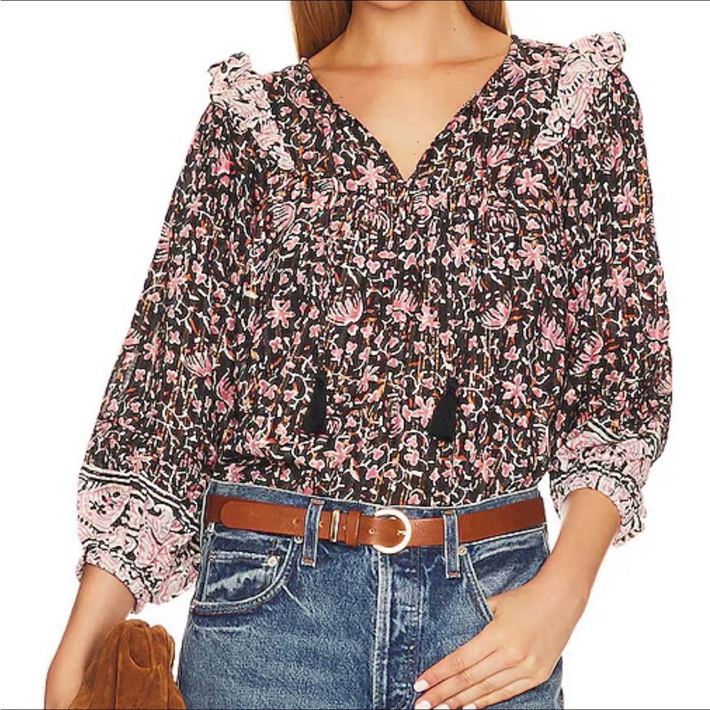 Cleobella Brynlee Floral Peasant Blouse Large Organic Cotton Cottagecore Fairy - Picture 9 of 9